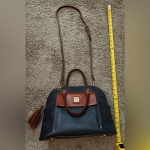 Dooney & Bourke Pebble Grain Leather Midnight Aubrey Satchel with strap